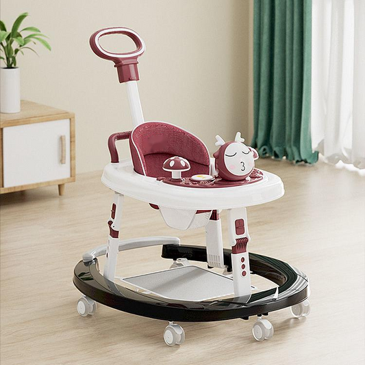 Hot selling new cartoon baby walker multifunctional adjustable trolley anti-rollover with dining table function