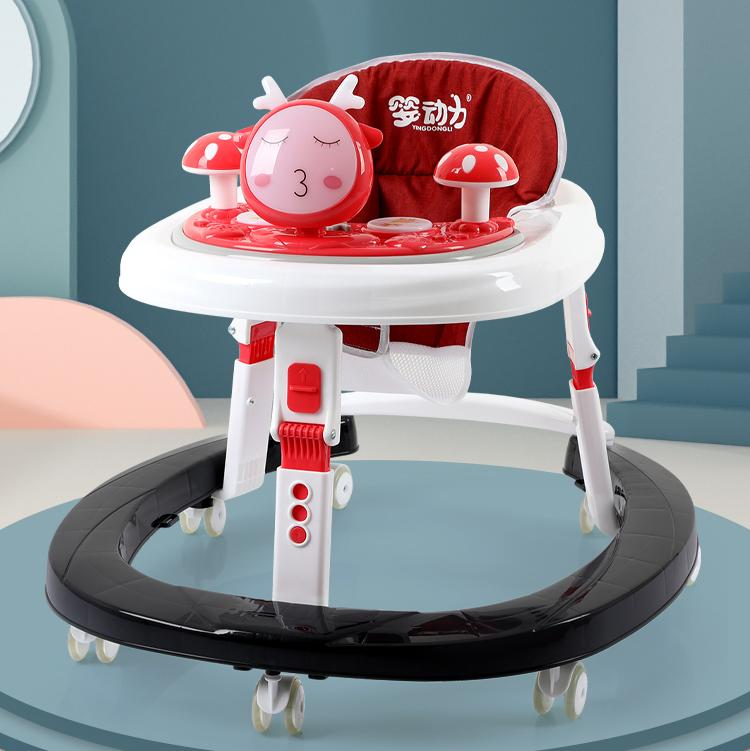 Hot selling new cartoon toddler dining table function adjustable trolley anti-rollover with light music