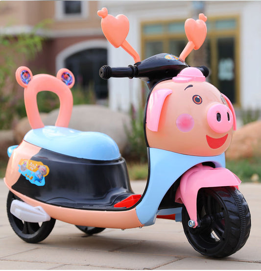 New hot selling cartoon pig children's three-wheeled motorcycle with light and music