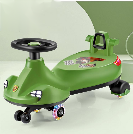 1-10 year old children's twisting car PVC universal wheel anti-rollover baby swing sliding toy car with light and music