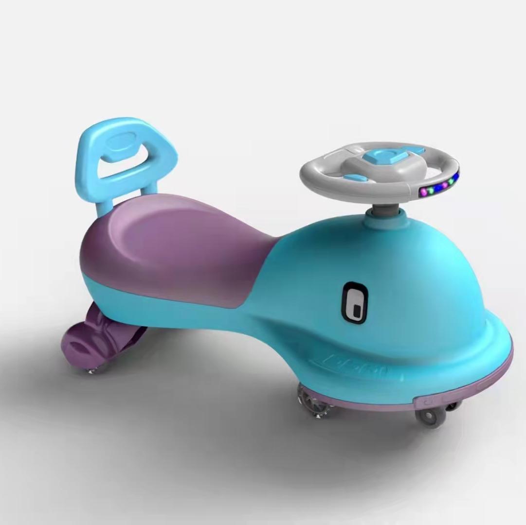 New Cartoon Whale Kids Twist Car with Flash Wheels and Music Baby Sliding Rocking Car