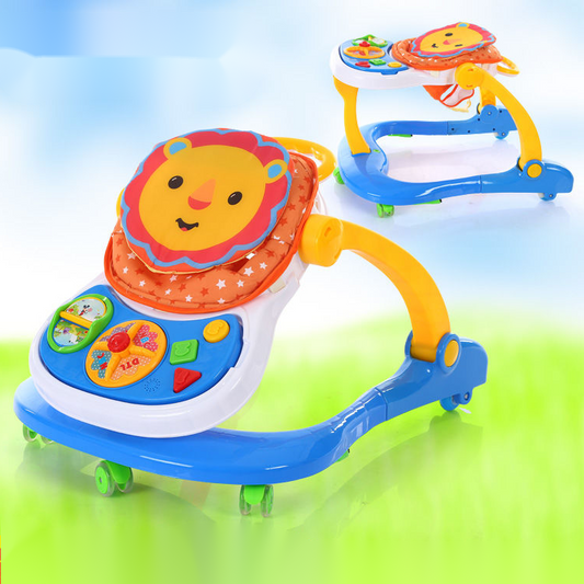 Hot selling cartoon multifunctional baby walker 6-18 months child anti-rollover walker with music