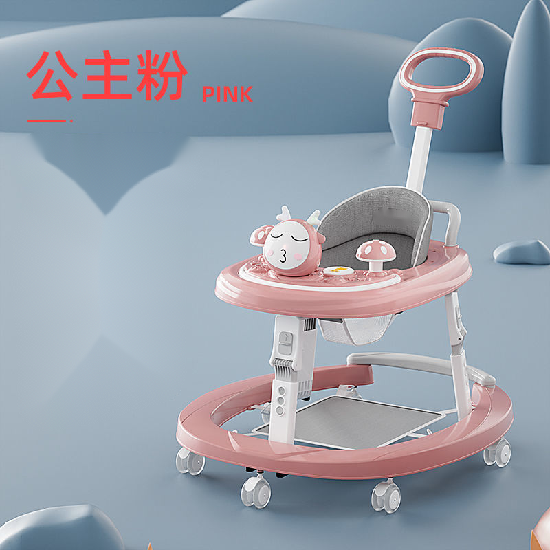 Hot selling new cartoon baby walker multifunctional adjustable trolley anti-rollover with dining table function