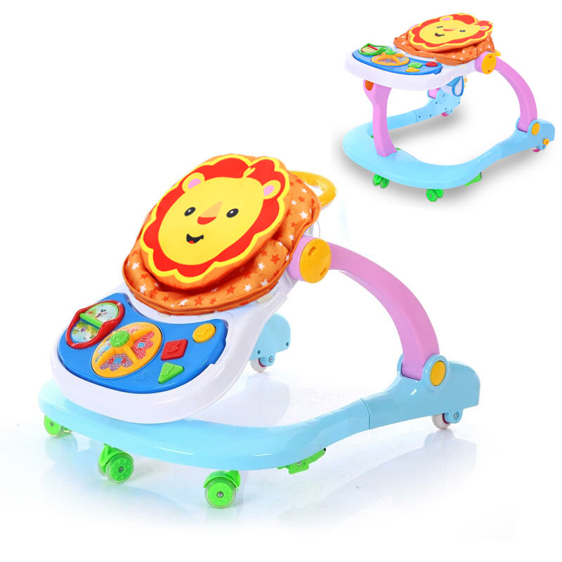 Hot selling cartoon multifunctional baby walker 6-18 months child anti-rollover walker with music