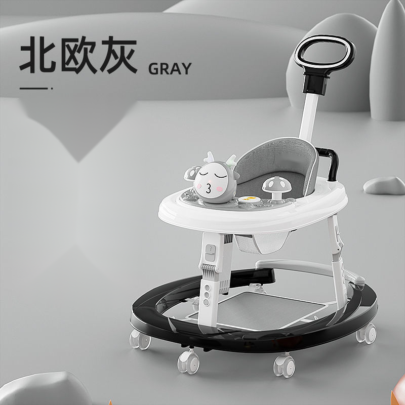 Hot selling new cartoon baby walker multifunctional adjustable trolley anti-rollover with dining table function