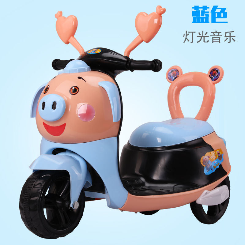 New hot selling cartoon pig children's three-wheeled motorcycle with light and music