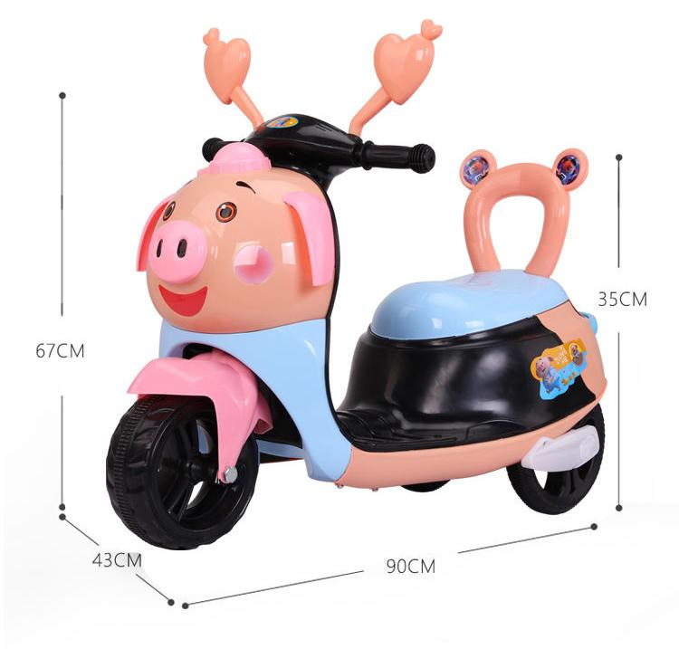 New hot selling cartoon pig children's three-wheeled motorcycle with light and music