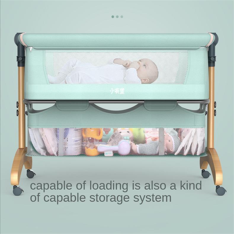 Beech crib removable and foldable portable newborn cradle bed baby comfort shaker stitching big bed