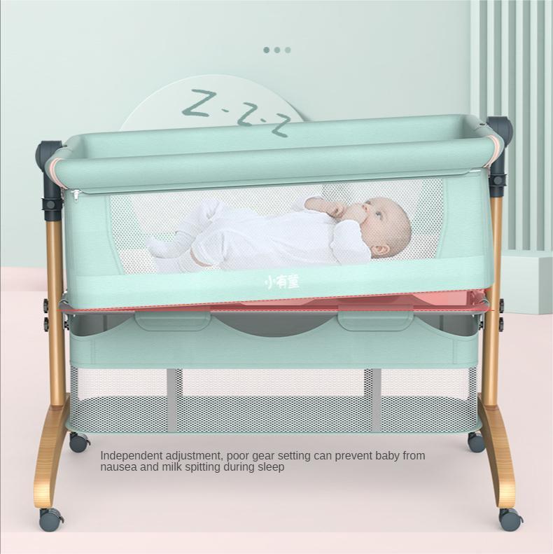 Beech crib removable and foldable portable newborn cradle bed baby comfort shaker stitching big bed