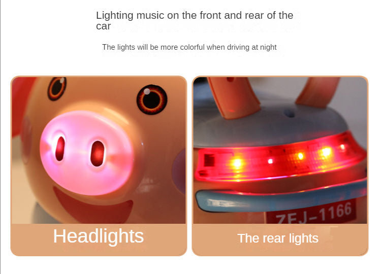 New hot selling cartoon pig children's three-wheeled motorcycle with light and music