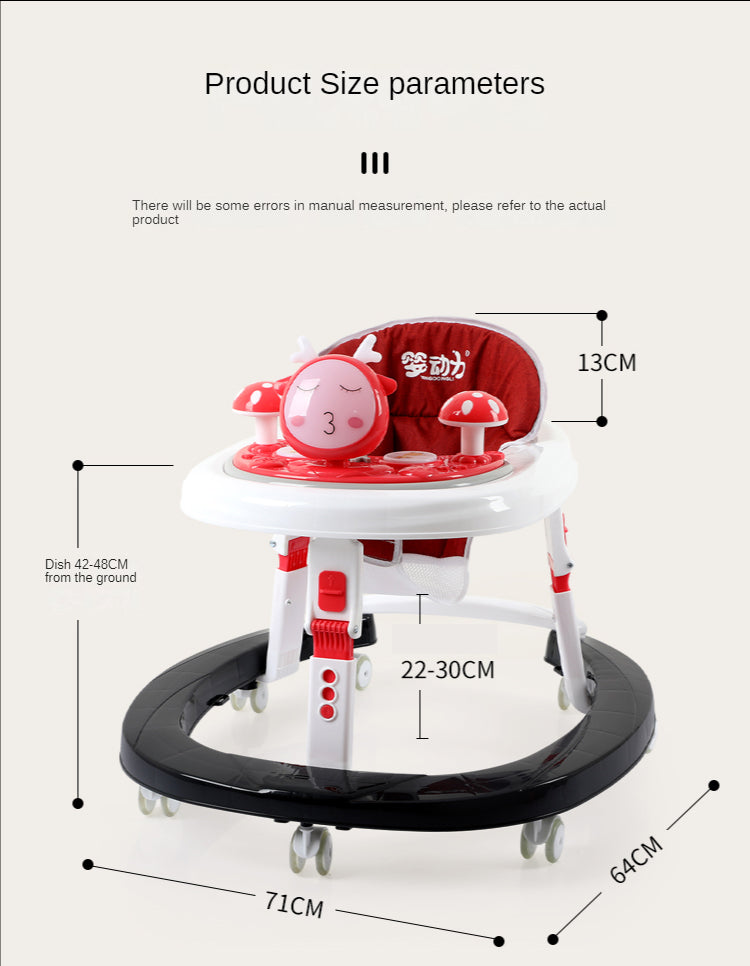 Hot selling new cartoon toddler dining table function adjustable trolley anti-rollover with light music