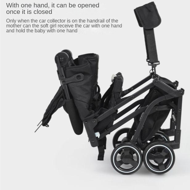 Lightweight baby stroller can sit and lie down one-button folding stroller portable umbrella car