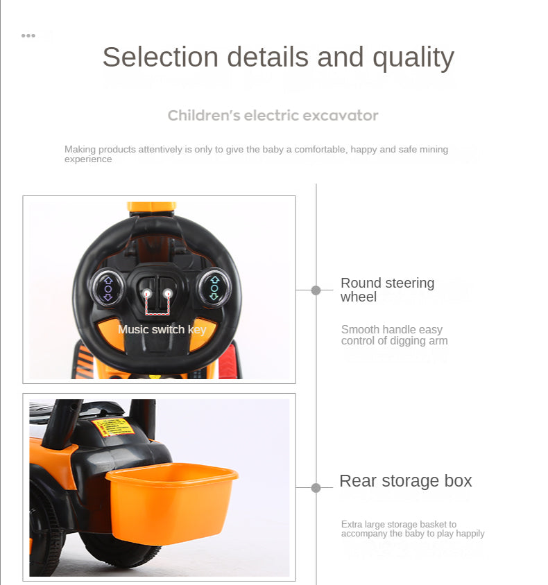 Children's Electric Car Toy Engineering Car Old Toy Battery Double Drive with Remote Control Excavator Ride on Car Toy