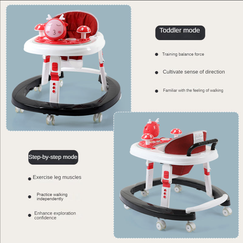 Hot selling new cartoon toddler dining table function adjustable trolley anti-rollover with light music