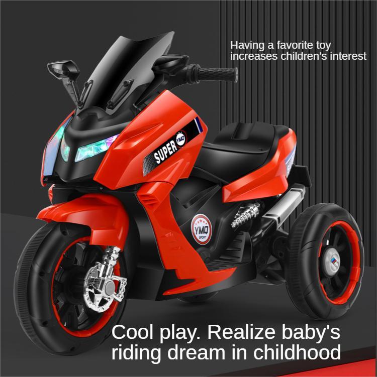 Children's toy motorcycle with three wheels